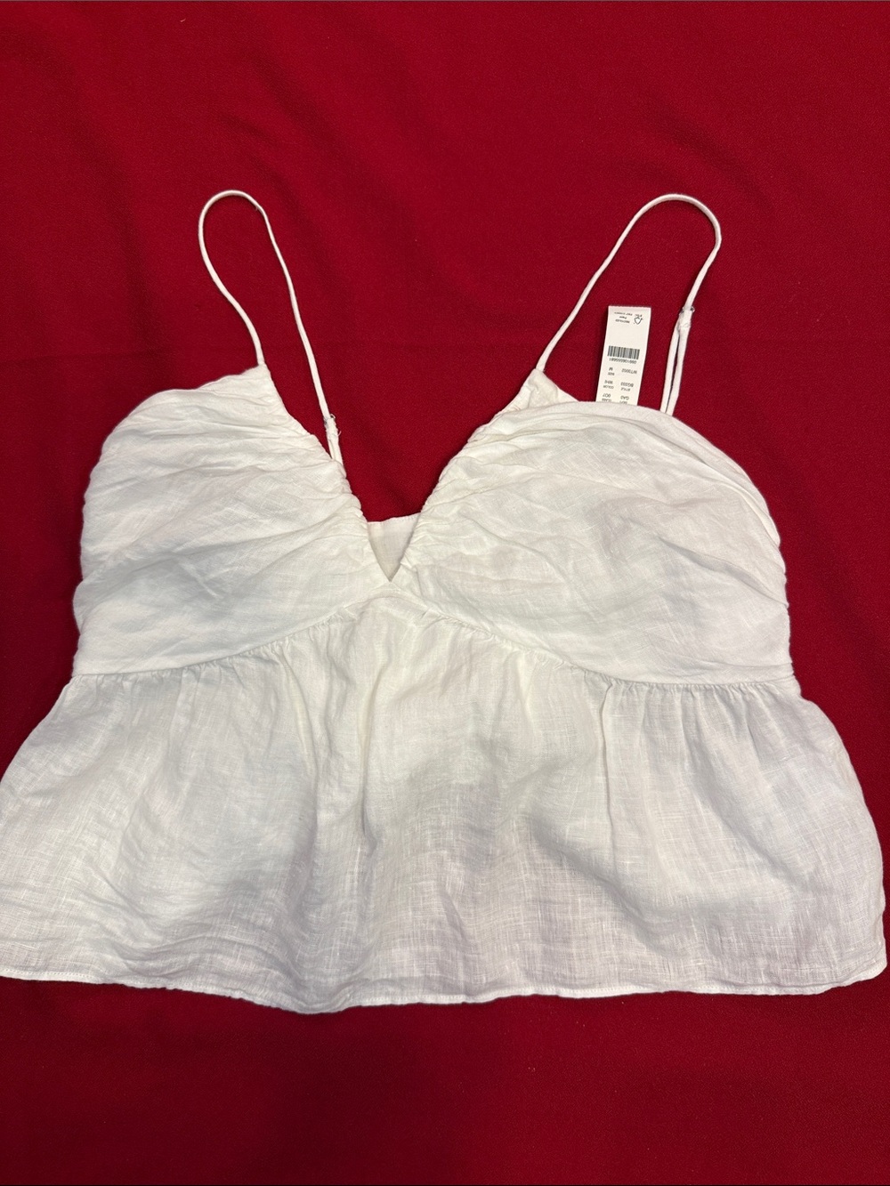 J. Crew White Linen Spaghetti Strap Babydoll Top New with tags